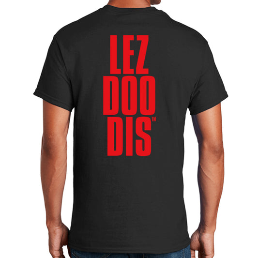 LezDooDis double sided black unisex t-shirt