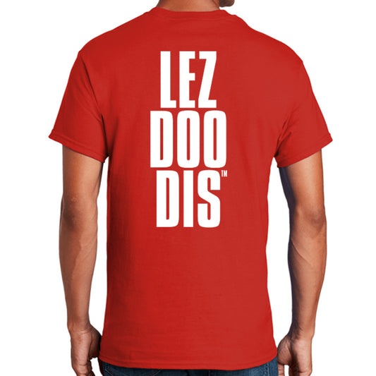 LezDooDis double sided red unisex t-shirt