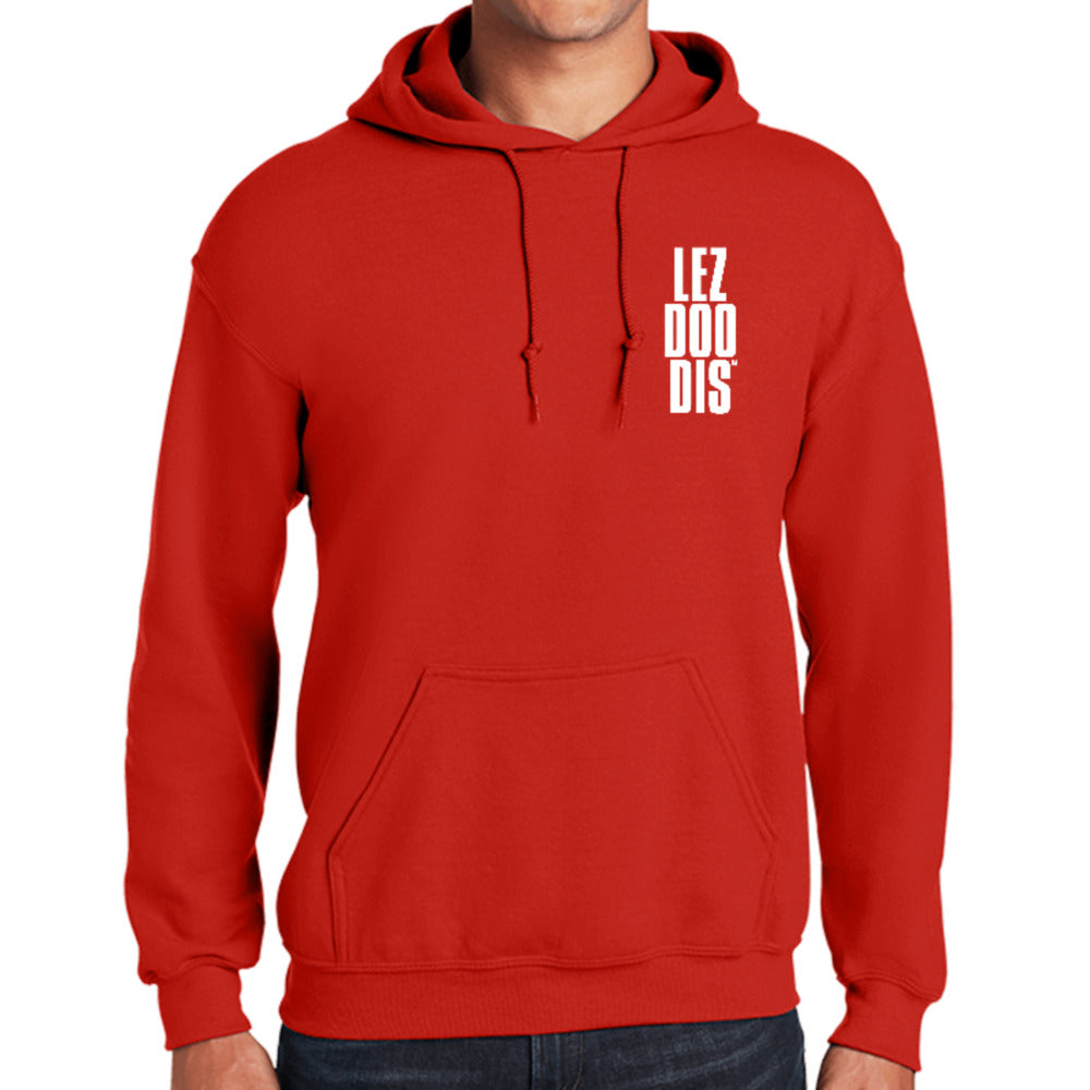 LezDooDis double sided red unisex hoodie